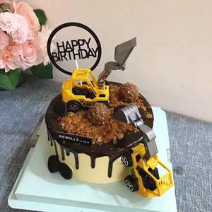 6 ensembles de jouets de tracteurs pour garçons, fournitures de décoration de gâteaux, voitures, ornements de poupées, <span class=keywords><strong>Oh</strong></span> bébé, joyeux anniversaire, excavateurs, décoration de gâteau - Product Image 5