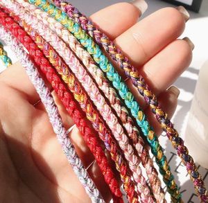 Nuova Popolare Collana Choker con Corda Intrecciata Effetto Onda d'Acqua Multicolore Arcobaleno con Estremità Dorate - Product Image 2