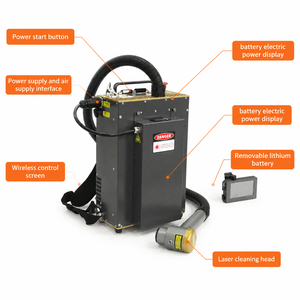 100W 200W 300W Power <b>Light</b> <b>Weight</b> <b>Backpack</b> Pulse Fiber Laser Cleaning Machine for Paint Coat Graffiti and Rust Removal - Product Image 5