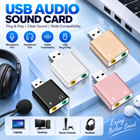 Kartu Suara USB 3D Virtual 7.1 Channel USB2.0 Kartu Suara Stereo Eksternal Adaptor Audio Earphone untuk Komputer