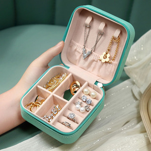 Portable Travel Pu Leather Small Ring Jewelry Case Box Custom Display Organizer Storage Necklace Mini Jewelry Box