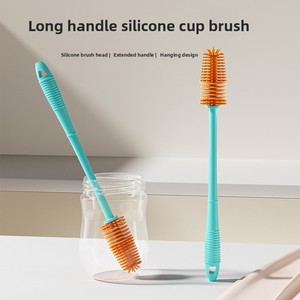 Brosse à long manche en silicone pour bouteilles, brosse de nettoyage multi-usages pour tasses isolées de cuisine domestique - Product Image 5