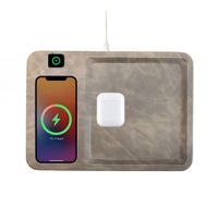 Nouveau Plateau de Recharge Sans Fil 3-en-1 15W, Boîte de Rangement à Motif Cuir, Organisateur de Bureau, Vente en Gros, Cadeau d'Anniversaire YS-21 Fabriqué [Origine]