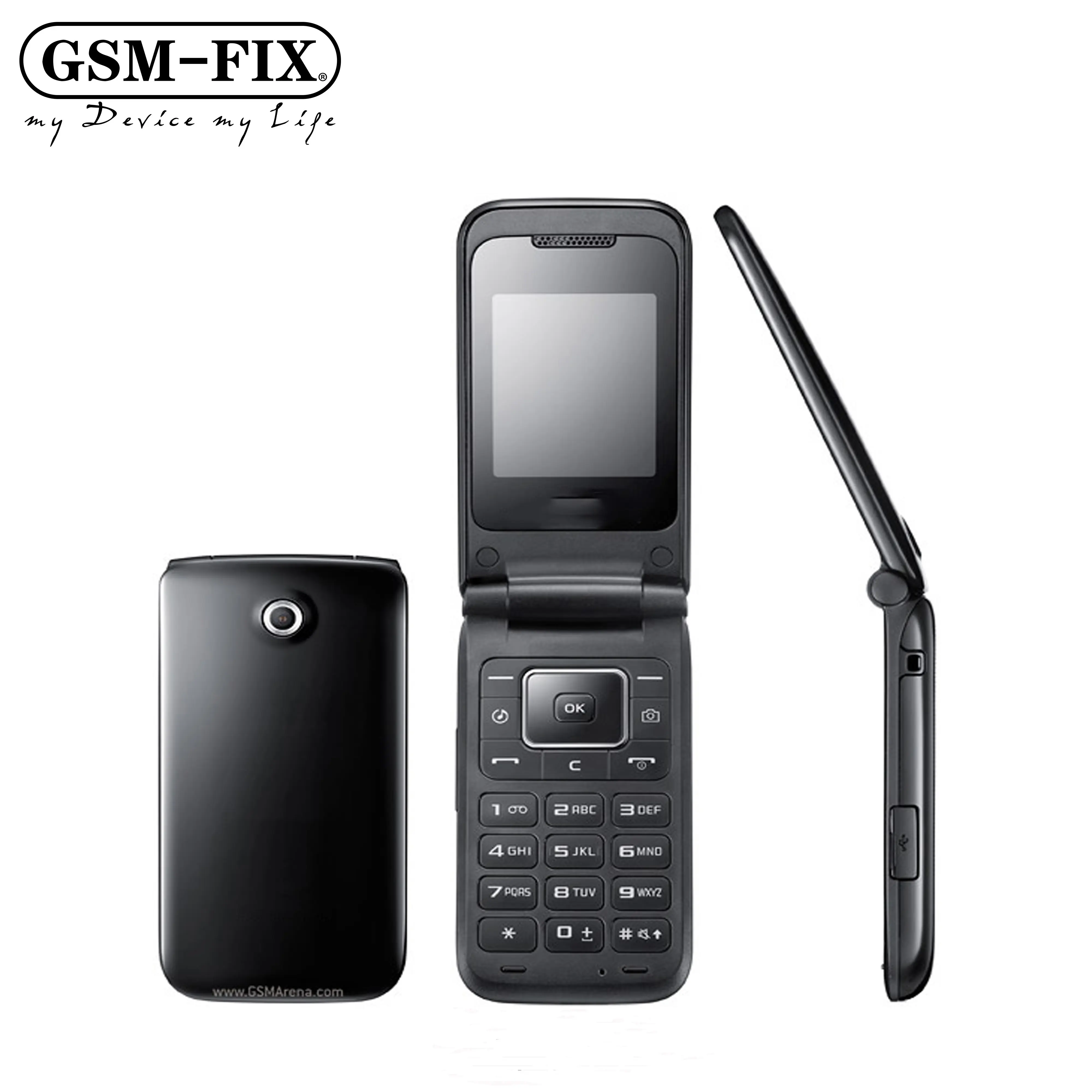 GSM-FIX Original Unlocked untuk Samsung E2530 GSM 2G, mendukung Flip di bawah 512MB mini-sim 1.3MP 2.0 ''800mAh Java FM radio ponsel