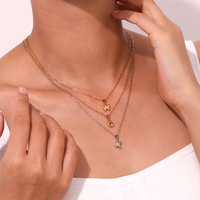 Nueva llegada Simple 18K chapado en oro Color papel Clip cadena colgante globo 26 nombre inicial personalizado burbuja letra collar