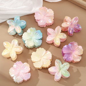 Elégant épingle à cheveux <span class=keywords><strong>fleur</strong></span> dégradée Plumeria Bow Hair Claw Clip for Women Plastic Side Grip <span class=keywords><strong>Chignon</strong></span> Resistant Hairpin for Daily - Product Image 1