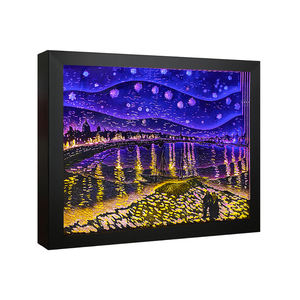 Quadri da Parete per Decorazione Domestica, Lampada 3D con Intaglio su Carta della <span class=keywords><strong>Notte</strong></span> <span class=keywords><strong>Stellata</strong></span> di Van <span class=keywords><strong>Gogh</strong></span> Sopra la Rodano - Product Image 6