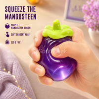 Southpeak Toy Vaseline Mangosteen Squishy Ball Glossy Purple Fruit Shape Soft Sensory Fidget Toy Green Leaf Cap Wholesale WS