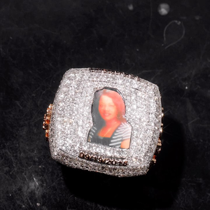 Popular Ice Diamond Hiphop Memorial <strong>Ring</strong> <strong>Blank</strong> Bling Iced Custom Champion Unisex Vvs Moissanite 925 Silver Diamond Photo <strong>Ring</strong> - Product Image 4
