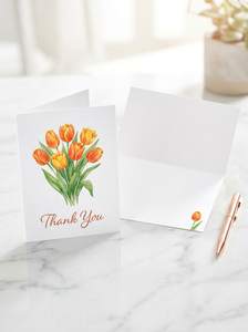 Cartes de remerciement en <span class=keywords><strong>aquarelle</strong></span> avec motif de <span class=keywords><strong>tulipes</strong></span>, papeterie florale de printemps pour mariage, boutique de fleurs, fête prénatale, logo personnalisé OEM ODM - Product Image 3