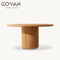 Table à manger ronde en teck durable pour l'extérieur, idéale pour les hôtels, les villas, les cours et les jardins