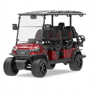 รถกอล์ฟไฟฟ้า 4 ล้อ สีแดง มีหลังคาและกระจกบังลม ทนทาน ทันสมัย - Product Image 1