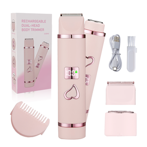 Kit de toilettage pubien portable 2-en-1 pour usage humide et sec, rasoir corporel indolore pour femme, tondeuse bikini, rasoir intime GZ RTS, commande mixte en gros - Product Image 2