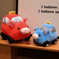 Jouet en peluche super doux en forme de cochon-taxi mignon et amusant, avec rembourrage en coton PP, cadeau pour la Journée des enfants