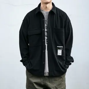 Мужская рубашка с тяжелой текстурой, японская винтажная брендовая рубашка-карго с длинным рукавом, свободная повседневная куртка на весну и осень