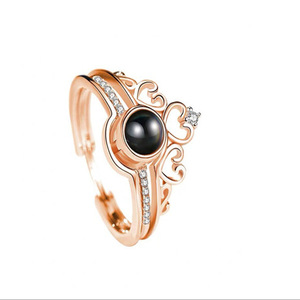 Anillo de Proyección Te Amo en 100 Idiomas |   Conjunto de Anillos Ajustables en Forma de Corazón para Parejas - Product Image 3