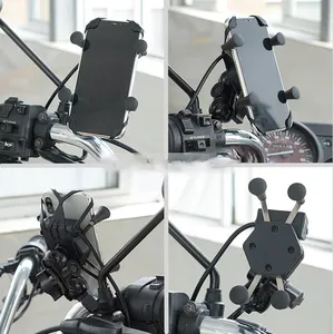 Universal X Grip Motorcycle Phone Holder With Usb Charger