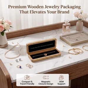 Premium <b>Wooden</b> Rectangle Jewelry <b>Box</b> With Magnetic Closure For Elegant <b>Jewellery</b> Packaging - Product Image 1