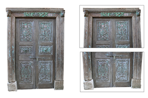 Artisanat Haswani, porte en bois de style antique avec cadre, design artisanal - Product Image 3
