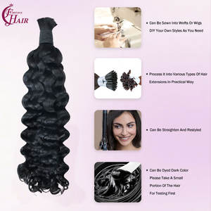 FH 12A Cheveux humains bouclés italiens en vrac pour tressage, Cheveux humains en vrac pour tresses bohèmes, Cheveux vierges en vrac sans trame pour tressage - Product Image 5