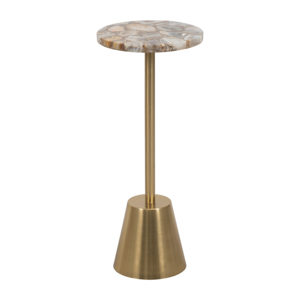 Tavolino Rotondo con Piano in Agata e Base in Metallo per Arredamento, Piccolo Tavolo d'Appoggio - Product Image 2