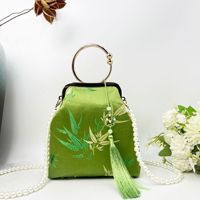 Nouveau sac à main de style chinois en brocart avec motif carré en bambou, fermoir prêt à l'emploi, vente directe en gros, grande capacité