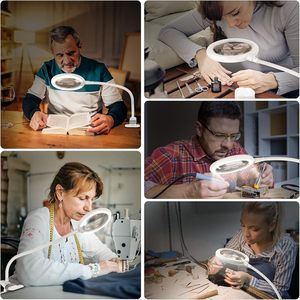 Mini studio d'artisanat mains libres Clip de bureau pour les loisirs quotidiens <span class=keywords><strong>sur</strong></span> le lit pour la lecture lampe flexible <span class=keywords><strong>loupe</strong></span> LED avec support de lumière - Product Image 4