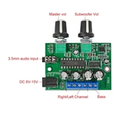 Placa Amplificadora de Subwoofer TDA2030 2.1, Amplificador de Audio Mini de 6W*2+25W, Amplificador de Bajos HIFI YD1517P para Altavoz de Subwoofer de 4-6 Pulgadas y 40W