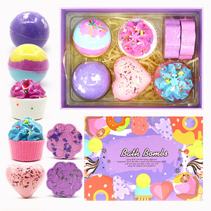 Lujo vegano Fizzers Bathbomb Niños Forma de pastel japonés Agua Fizzy Organic Bath Tablet Bomb Set de regalo - Product Image 1