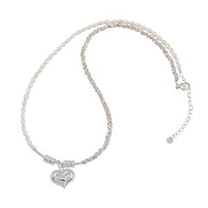 Collar con Colgante de Flor de Cuatro Hojas de Plata de Ley S925 con Perla Japonesa de Lujo Ligero, Exquisito Collar de Trébol de Cuatro Hojas - Product Image 5