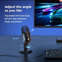 Microphone de bureau USB filaire cardioïde RGB pour gaming avec éclairage LED pour enregistrement informatique, conférences et enseignement