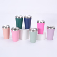 Mug de voiture en acier inoxydable 304 avec paille et cuillère, 5 oz, isolation thermique 6-12 heures, mini mug à bière portable pour couple en voyage