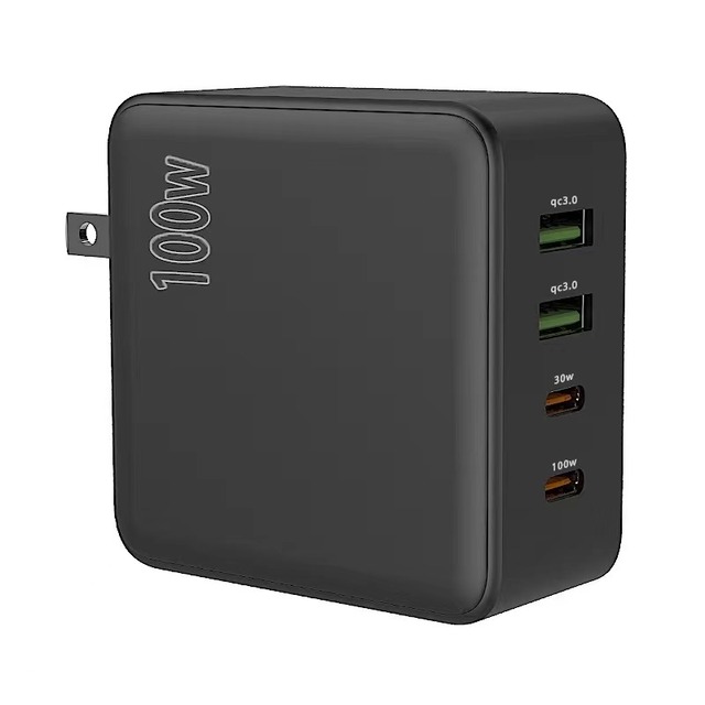 New 100W GaN Charger US Plug 4 Ports Multiple Charging Adapter USBC Output Portable Charging Station for Phone Laptops Tablets
