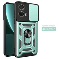 Étui de téléphone portable à fenêtre coulissante pour Motorola Moto G85 5G porte-anneau béquille Protection de l'objectif de l'appareil photo couvertures arrière