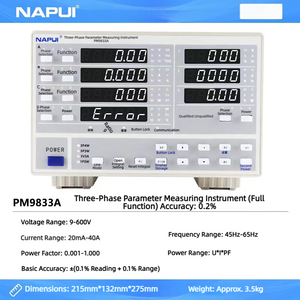 Medidor de Energía Digital Trifásico NAPUI PM9833A Clase 0.2, Analizador de Energía Armónica, Probador de Parámetros Eléctricos - Product Image 3