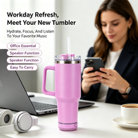 Tasse de voyage portable en acier inoxydable de 40oz de haute qualité rechargeable par USB avec poignée de gobelet à double paroi par sublimation