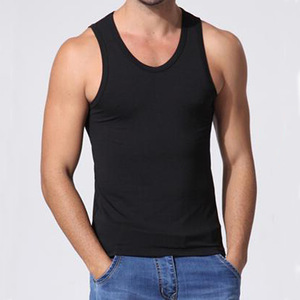 Débardeur sport en tricot personnalisé couleur unie mince 95% bambou 5% spandex pour hommes vente en gros - Product Image 6