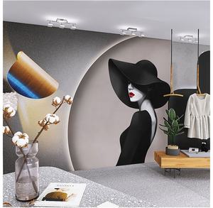 패션 아름다움 실크 방수 3D 북유럽 빛 럭셔리 벽 벽지 의류 매장 호텔 침실 여성 - Product Image 2