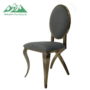 Silla <span class=keywords><strong>de</strong></span> Comedor Moderna Wayon <span class=keywords><strong>de</strong></span> Terciopelo con Respaldo Ovalado <span class=keywords><strong>de</strong></span> Acero Inoxidable Dorado <span class=keywords><strong>para</strong></span> Banquetes y Fiestas - Product Image 3