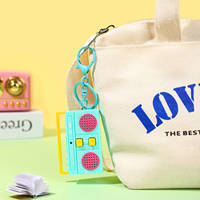 Porte-clés pendentif mini lecteur de cassette rétro Macaron de dessin animé, breloque anti-stress pour la guérison du cœur et la confession, cadeau DIY