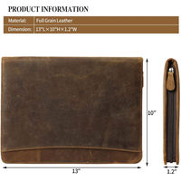 Portefeuille en cuir classeur organisateur de dossiers avec fermeture éclair pour A4/pad Padfolio à fermeture éclair planificateur de documents d'affaires portefeuille en cuir OEM