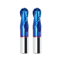 JR104 R0.5mm-R2mm HRC65 Fraise en carbure monobloc revêtue à 2 cannelures Fraise en carbure de nez sphérique Fraise en carbure