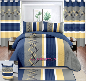 Vente en gros de couette florale King size 8 pièces ensembles de couette couvre-lit avec ensemble de salle de bain bonnets de cheveux couette rideaux assortis - Product Image 5