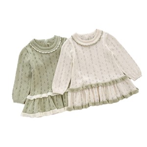 2025 in vendita maglioni per ragazze abiti per bambini con scollo a forma di tinta unita gonne a maglia sottili a maniche lunghe da <span class=keywords><strong>bambina</strong></span> - Product Image 4