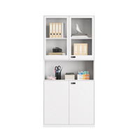 Armoires de classement modernes en acier avec portes vitrées et étagères réglables, meuble de rangement métallique pour bureau, armoire à dossiers verrouillable