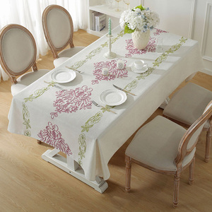 <span class=keywords><strong>Nappe</strong></span> rectangulaire de luxe en coton et lin brodé de style baroque, imperméable, pour cuisine, salle à manger et extérieur - Product Image 1
