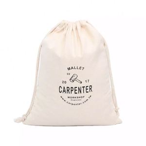 Custom Brand Logo 30x40cm Natural <b>Drawstring</b> Cotton Shoes Pouches Slippers <b>Bags</b> - Product Image 2