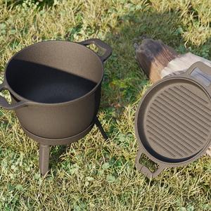 Casserole en <span class=keywords><strong>fonte</strong></span> personnalisée pour la chasse, le camping et la cuisine, avec <span class=keywords><strong>couvercle</strong></span> 2 en 1 et plaque de cuisson, <span class=keywords><strong>fonte</strong></span> polonaise avec pieds - Product Image 6