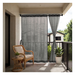Pebble Grey Eyelet Outdoor Curtains 180 GSM with Soft Neutral Grey Tones and <b>Light</b> Filtering Fabric for Elegant Balcony - Product Image 4