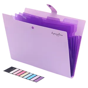 5 Pocket Purple Accordion Expanding Files Folder A4 Letter Size Paper Organizer Folder for Business Office Study